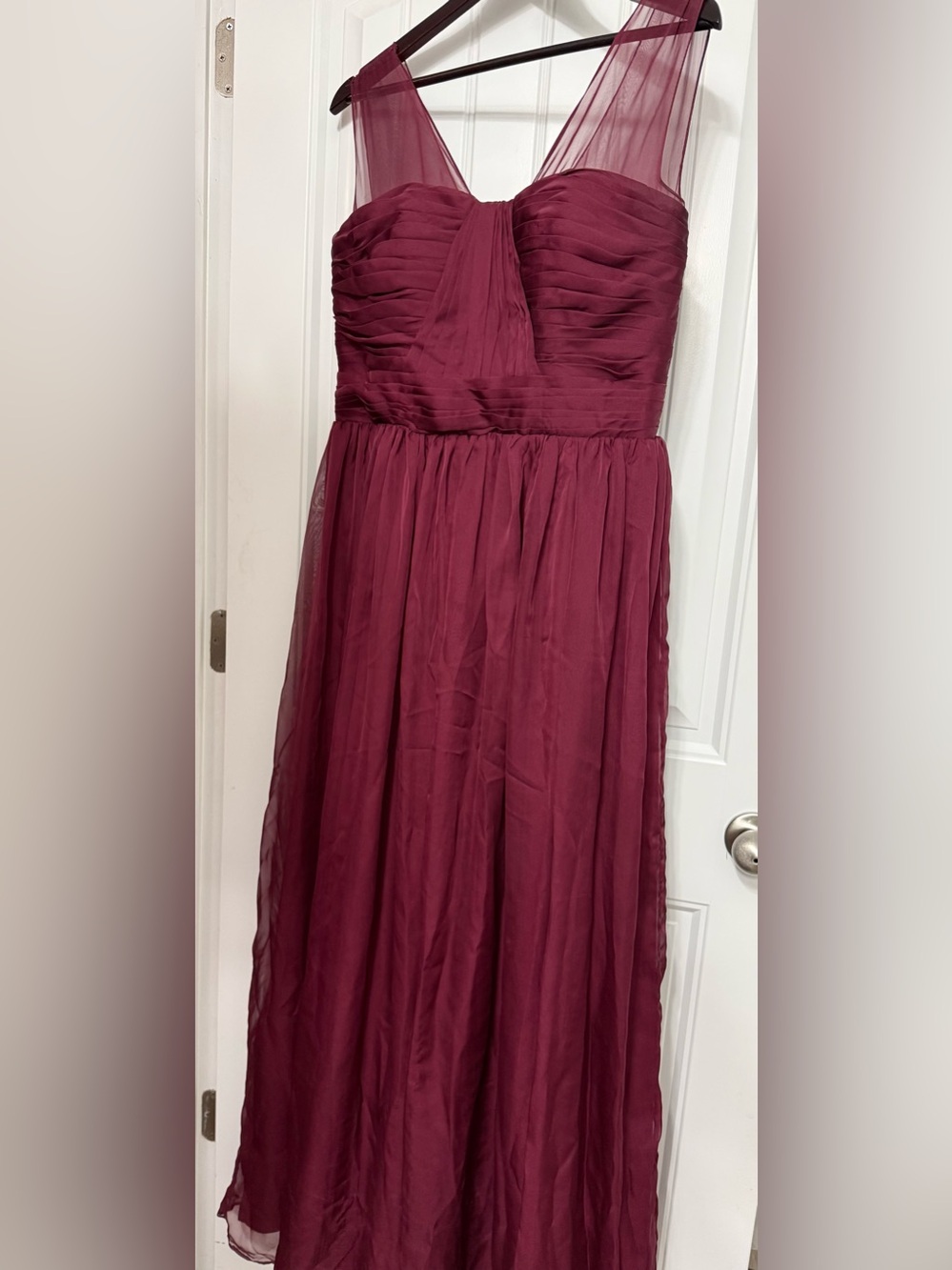 Burgundy Chiffon Faux Strapless Formal Dress